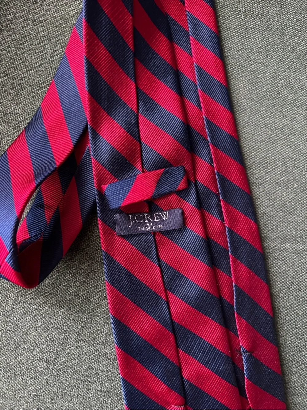 Jcrew Classic Red and Navy Diagonal Stripe Men's Skinny Tie